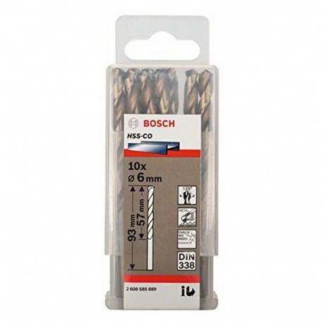 Bosch metal twist drill HSS-Co, DIN 338, O 6mm (10 pieces, working length 57mm)
