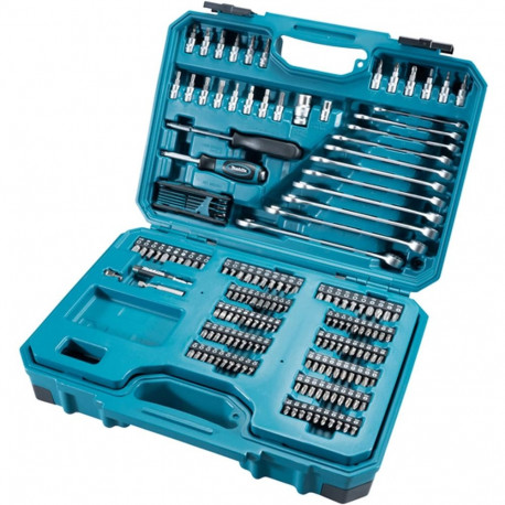 käsitööriistakomplekt E-10883 221-osaline koos 2 ümberlülitatava ratšettiga 1/4" ja 1/2", sinine