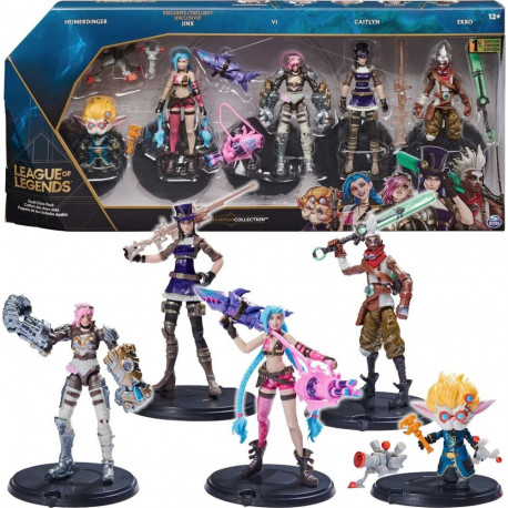 League of Legends actionfiguurid 10cm 5-osaline komplekt Vi, Caitlyn, Ekko, Heimerdinger ja eksklusi