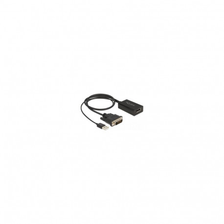 Adapterkabel, DVI + USB-A Stecker > DisplayPort Buchse (schwarz, 50cm, 4K mit HDR Funktion)