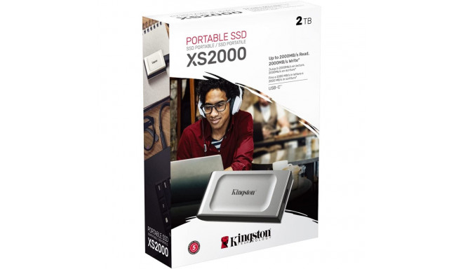 Väline SSD XS2000 2TB USB-C 3.2 Gen 2x2 (20Gbit/s), hõbe/must