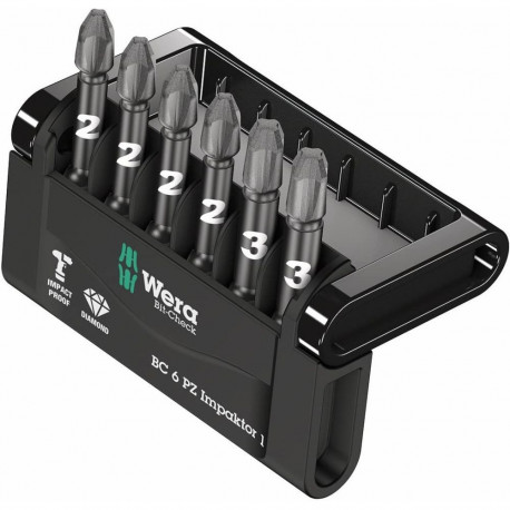 Bit-Check 6 PZ Impaktor 1, 1/4", 6-teilig (diamantbeschichtet, extrem belastbar)