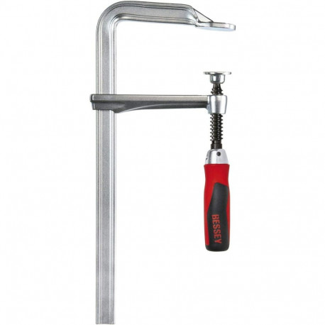 Original Ganzstahl-Schraubzwinge GZ30-12KG (silber/rot, 300 / 120, mit Klappgriff)