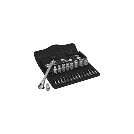 8100 SA 10 Zyklop Metal-Knarrensatz, zöllig, 1/4" (schwarz/grün, 28-teilig, Vollmetallknarre mit Dur