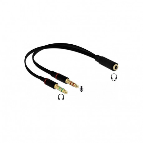 Peakomplekti adapter 1x3,5mm pesa > 2x3,5mm 3Pin pistik, must