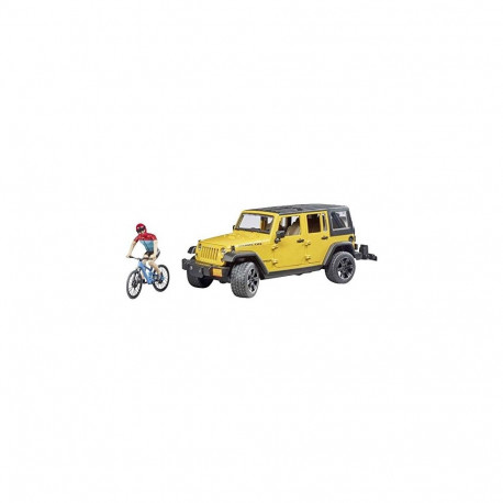 02543 Jeep Wrangler Rubicon Unlimited (gelb/schwarz, Inkl. Mountainbike und Radfahrer)