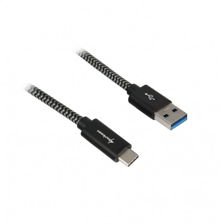 USB 3.2 Gen 2 kaabel USB-A-pistik > USB-C-pistik 0,5m punutud, must/hall
