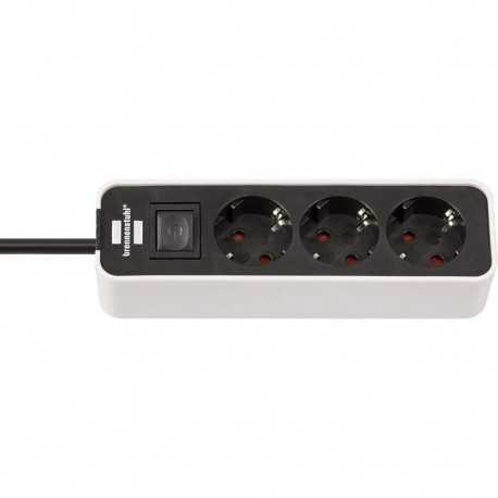 Ecolor Steckdosenleiste 3-fach (weiß/schwarz, 1,5 Meter Kabel, mit Sicherheitsschalter)