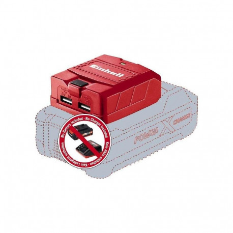 Power X-Change USB-akuadapter TC-CP 18 Li USB-Solo 2x USB-A laadimisport, punane