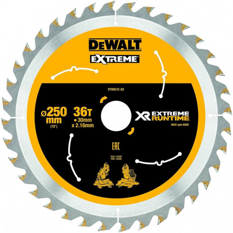 Kreissägeblatt XR EXTREME RUNTIME DT99572, Ø 250mm, 36Z (Bohrung 30mm, für Akku-Paneelsägen)