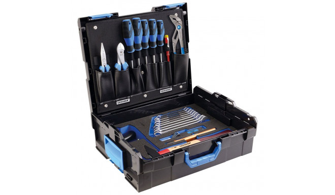 Azubi-Sortiment in L-BOXX 136, 23-teilig (schwarz/blau, inkl. Säge, Zangen, Spannungsprüfer)