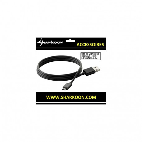 USB 2.0 Kabel, USB-A Stecker > Micro-USB Stecker (schwarz, 3,0 Meter)