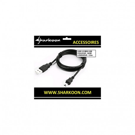 USB 2.0 Kabel, USB-A Stecker > Mini-USB Stecker (schwarz, 3,0 Meter, doppelt geschirmt)