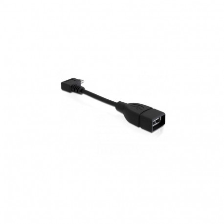 USB 2.0 Adapter, Micro USB Stecker 90° > USB-A Buchse (schwarz, 11cm, OTG Funktion (On-The-Go), rech