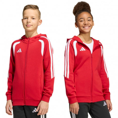 Bluza dla dzieci adidas Tiro 26 League Sweat Full Zip Hoodie czerwona KF9101 140cm