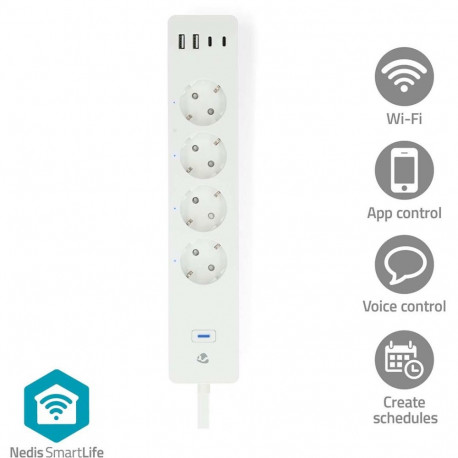 Pikendusjuhe Nedis SmartLife, 2m, 4 pesa + 2xUSB-A + 2xUSB-C