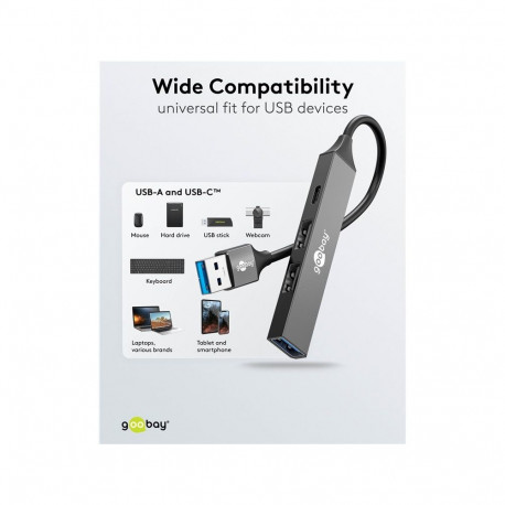 USB jagaja GOOBAY USB-A - 1 x USB-C / 3 x USB - A (USB3.2)