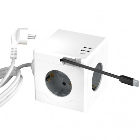 Voolukaabel Microconnect Power Cube, 3 x Schuko / USB-C / USB-A
