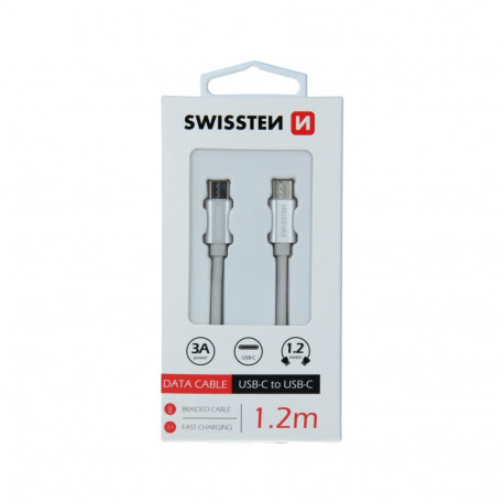 USB kaabel Swissten USB-C - USB-C, 1.2m, hõbe