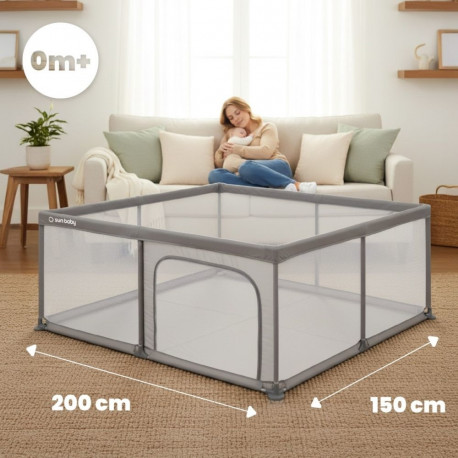 Kojec dla dziecka łóżeczko DUŻY PLAC ZABAW 150 x 200 x 68 cm - szary