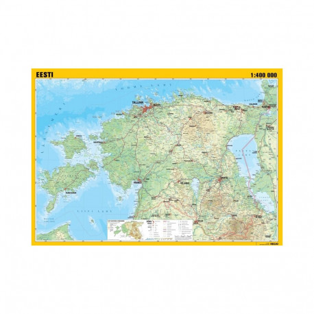 Seinakaart lamineeritud -Eesti üldgeograafiline 1:400 000, 990x700mm