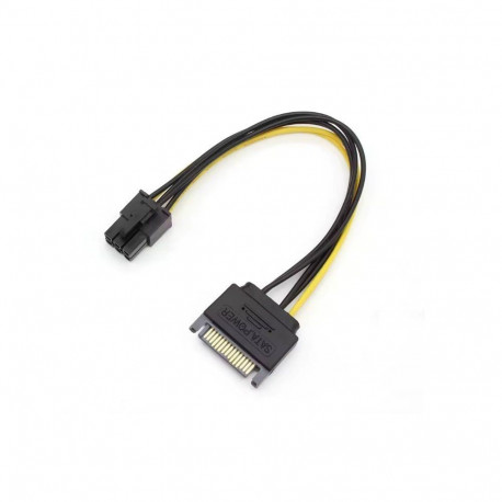 RoGer SAPCIE6P 15pin SATA Power to 6pin PCIe Adapter Cable for GPU / 20cm