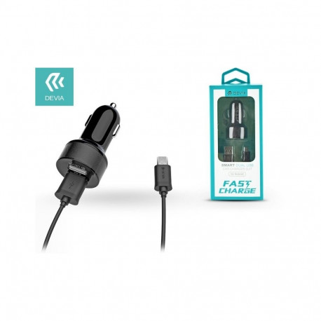 Devia car charger Smart Series Premium 2xUSB 2.4A + microUSB 1m, black