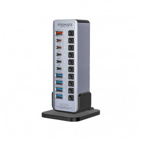 PROMATE GegaTower-60W Multiport Tower Hub 14-in-1 60W / QC3.0 / PD48W / USB 3.1 5Gbps