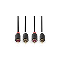 Nedis Audio Cable 2x  RCA -> 2 x RCA 3m Black