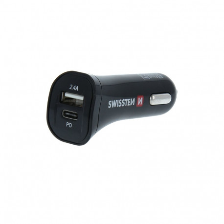 Swissten Power Delivery Car charger 12 / 24V / 2.4A / 30W + Micro USB Cable 1.5m