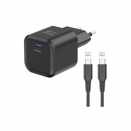 Swissten Travel Charger GaN USB-C 35W PD + Data Cable USB-C - USB-C 1.2m