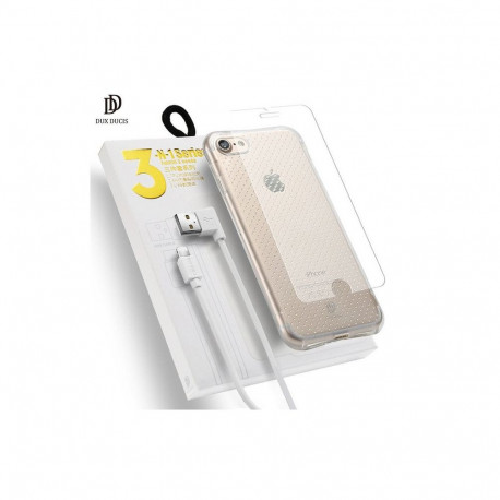 Dux Ducis 3 in 1 Set / Ultra Back Case 0.3 mm / Tempered Glass 9H / Micro USB Data Cable 90 cm White