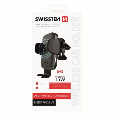 Swissten W2-AV5 Air Vent Car Holder With 15W  Wireless Charging + Micro USB Cable 1.2m