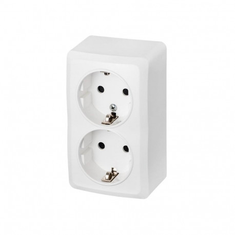 DOUBLE SCHUKO SURFACE SOCKET WHITE