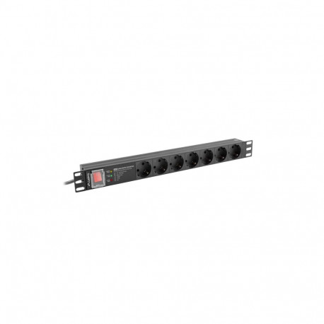Lanberg toitejaotusseade PRO SPD-3MP 19" 1U 16A 2M 7x Schuko-pistikupesa, must