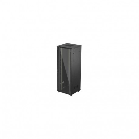 RACK CABINET 19" FREE-STANDING 47U/800X800 (FLAT PACK) WITH GLASS DOOR BLACK LANBERG