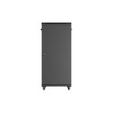RACK CABINET 19" FREE-STANDING 27U/600X800 (FLAT PACK) WITH GLASS DOOR BLACK LANBERG