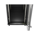 RACK CABINET 19" FREE-STANDING 27U/600X800 (FLAT PACK) WITH GLASS DOOR BLACK LANBERG