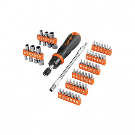 Ratcheting screwdriver & bits set 58pcs Truper®
