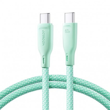 Joyroom Type-C- Type-C Cable Multi-Color Series A14, 480mb/s, 60W, 1m, Green (SA34-CC3)