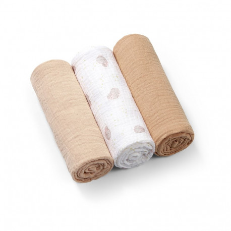 Babyono crinkled muslin diapers. Super soft 3pcs brown 828/02