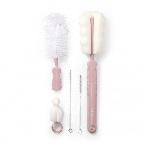 Babyono Set of brushes for bottles and teats with removable handle mini sponge pink 735/05