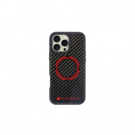Audi Audi Carbon Fiber Sport Red Circle MagSafe Case for iPhone 16 Pro Max 6.9" - Black