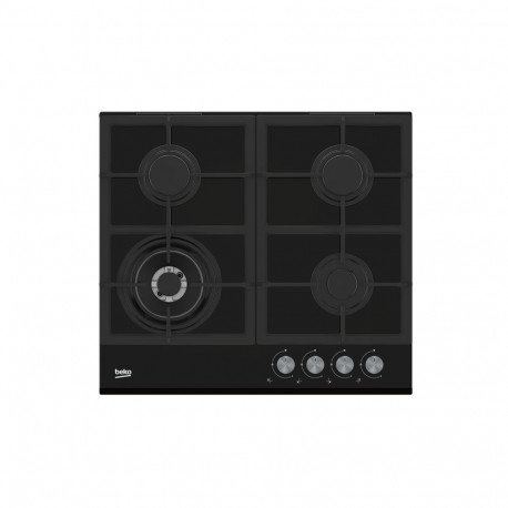 BEKO Hob | HILW64235S | Gas | Number of burners/cooking zones 4 | Rotary knobs | Black