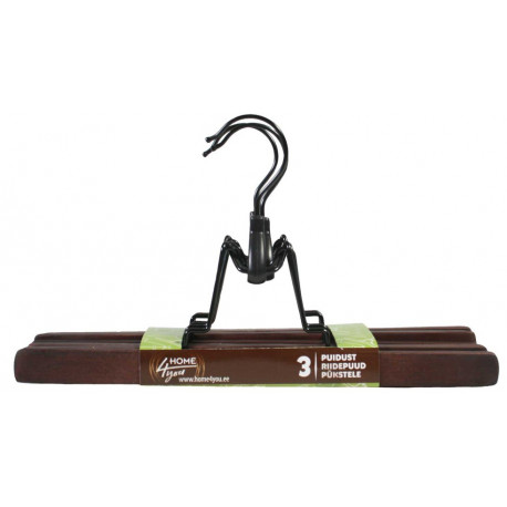 Home4You trouser hangers wooden 3pcs, brown