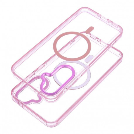 Case for Samsung S26 Frame Clear Hybrid Mag Cover compatible with MagSafe powder pink