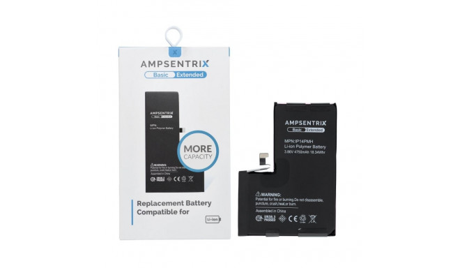 AmpSentrix Basic battery for iPhone 14 Pro Max (high capacity 4750 mAh)