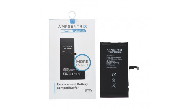 AmpSentrix Basic battery for iPhone 15 Plus (high capacity 4700 mAh)