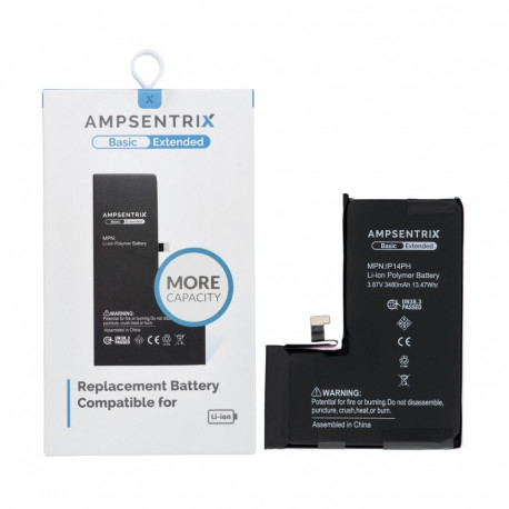 AmpSentrix Basic battery for iPhone 14 Pro (high capacity 3480 mAh)