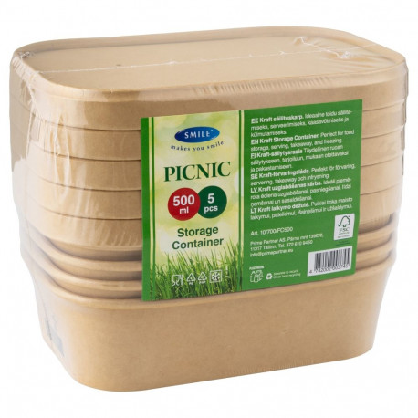 Smile kraft säilituskarbid 5tk/pk, 500ml